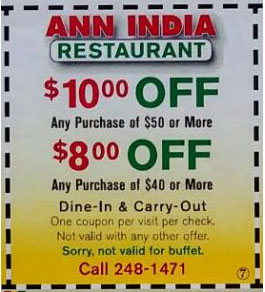 Ann Indian Restaurant Coupons
