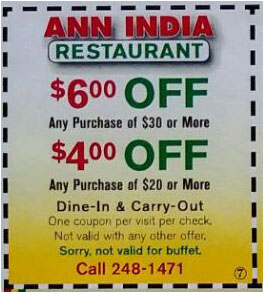 Ann Indian Restaurant Coupons