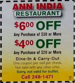 Ann Indian Restaurant Coupons